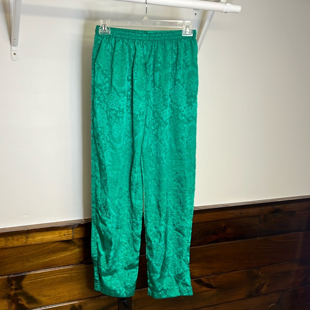 Vintage VS Gold‎ Label Green Satin Pants- L